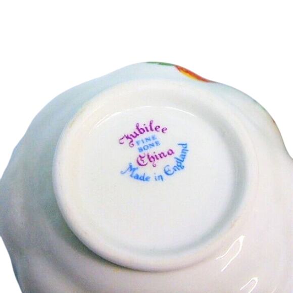 Jubilee Creamer & Sugar Bowl Strawberry Mini Cream Pitcher Open Bowl Bone China - Picture 5 of 6